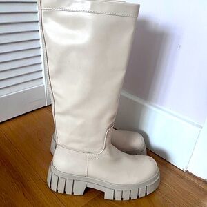 Zara knee high cream boots